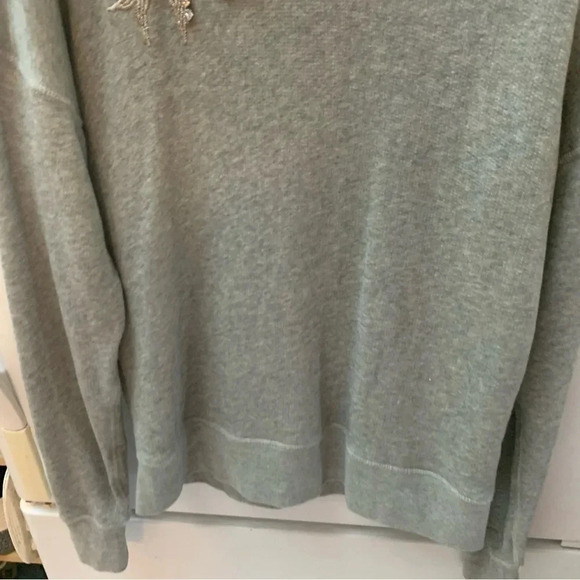 J.Crew Heather Gray Jeweled Embellished Glam Sweatshirt Sweater Top  S - Picture 12 of 12
